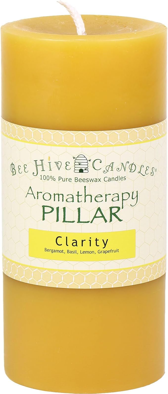 Bee Hive Candles 100% Pure Beeswax Aromatherapy Pillar Candle (3" x 6", Clarity)
