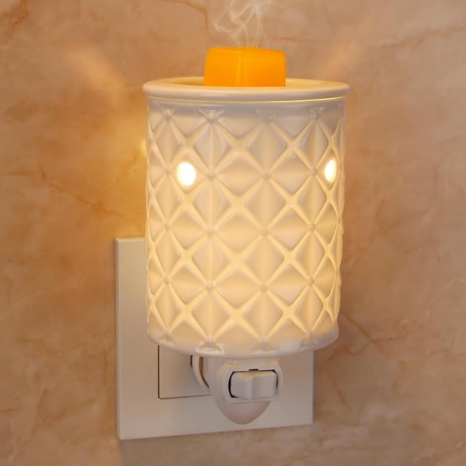 STAR MOON Ceramic Wax Melt Warmer, Plug in Wax Warmer for Scented Wax, Scentsy Wax Warmer for Fragrance Oil, Night Light Wax Burner Decoration with Two Bulbs