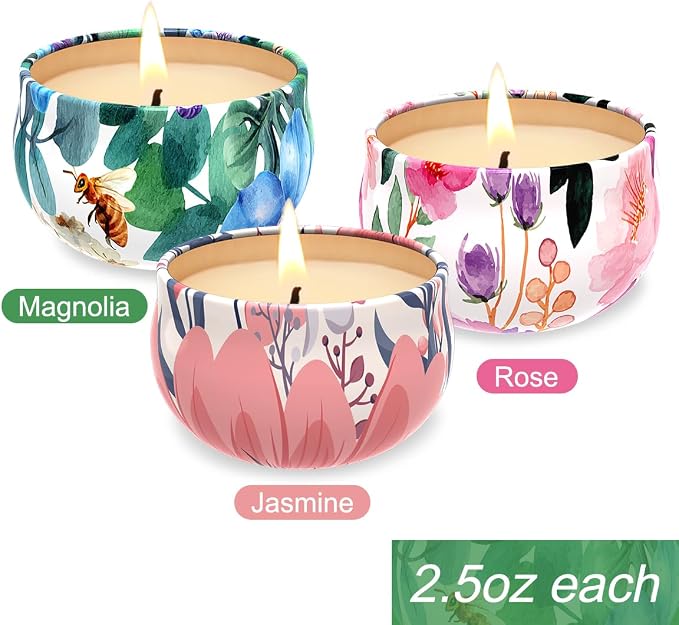 Scented Candles Gift Sets of 3, Stress Relief Candles for Home Scented, Natural Soy Wax Aromatherapy Candle, Burning Long Lasting Candles, Best Ideal for Gift, Baby Shower Prizes
