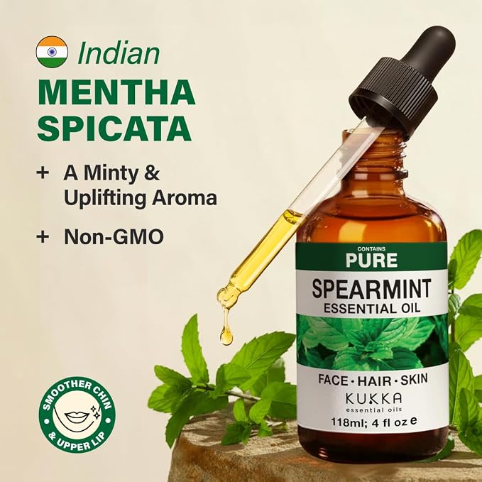 100% Pure Spearmint Oil - 4 Fl Oz Spearmint Essential Oil for Hair, Skin, Diffuser, Aromatherapy & DIY Soap Making Scent