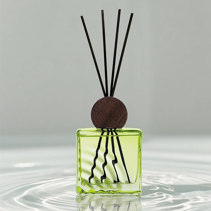 6.76 oz Zen Tea Scent Diffusers with 8 Fiber Sticks,200ml Reed Diffuser for Bathroom Room Air Freshener, Last up for 40 Days