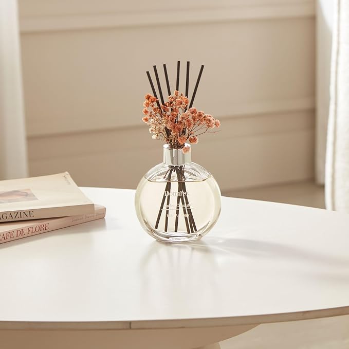 Flower Reed Diffuser Set 5.07oz Coffee & Chocolate Scent Diffuser with Sticks Home Fragrance Reed Diffuser for Bathroom Shelf Decor