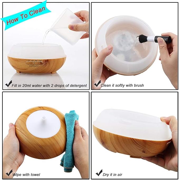 Aroma Essential Oil Diffuser, JoySusie 500ml Wood Grain Ultrasonic Cool Mist Whisper-Quiet Humidifier with Color LED Lights Changing & 4 Timer Settings, Waterless Auto Shut-Off for Spa Baby