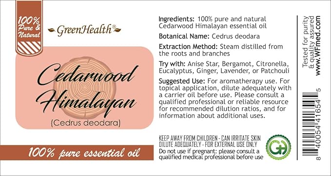 Cedarwood Himalayan Essential Oil - 32 fl oz - 100% Pure and Natural, Uncut - Aluminum Bottle - Greenhealth