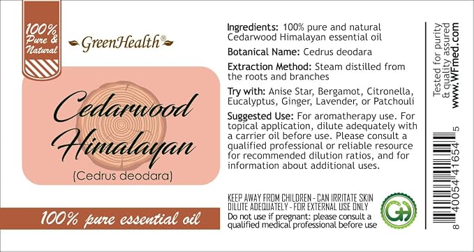 16 fl oz - Cedarwood Himalayan Essential Oil (100% Pure & Uncut), Aluminum Bottle - GreenHealth