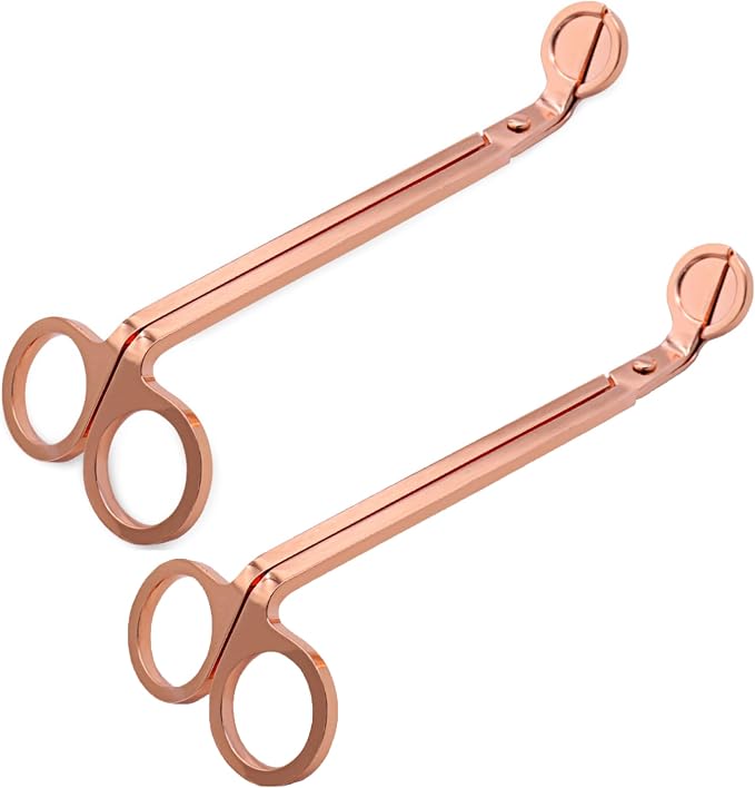 2pcs Candle Wick Trimmer, Polished Wicker Scissors, go deep into The Candle to Cut Spent Chips, Allow The Cleaner to Burn and Prevent Smoke buildup (Rose Gold)