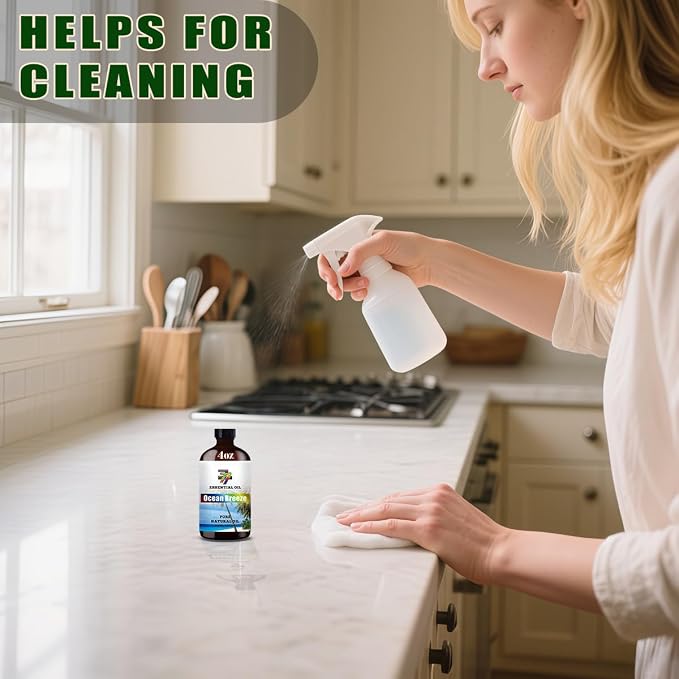 Ocean Breeze Essential Oil, Ocean Breeze Oils, for Diffuser, Humidifier, DIY Candles, Soap, Bathroom, Home, Office, Gift, Essential Oil, GV77ZF Ocean Breeze Fragrance Oil - 4 fl oz (120 ml)