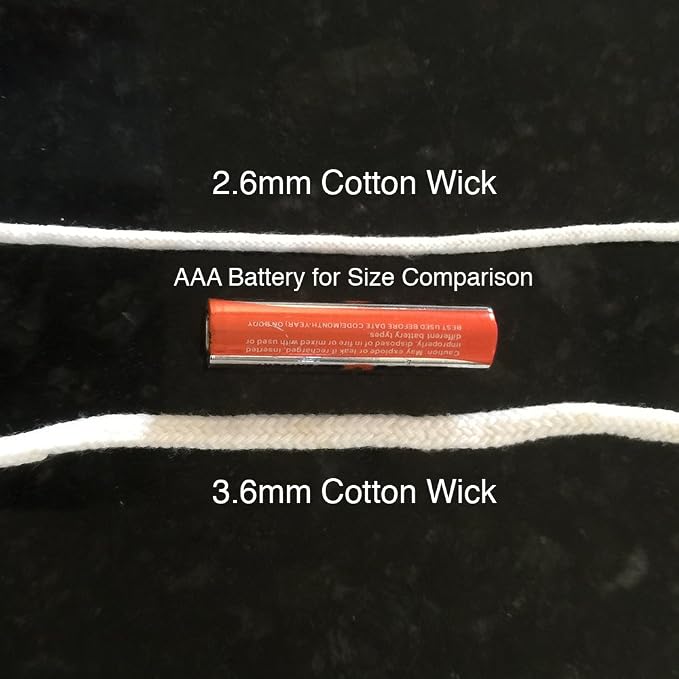 Firefly Brand - 5 Feet of 2.6mm Braided Eco Cotton Replacement Wick for Oil Lamps and Candles for Round Wick Holders