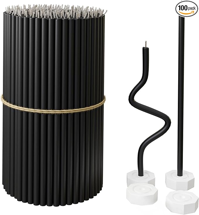 BlueBee Pure Beeswax Candles Bulk for Home -100pcs Tall Thin Taper Candles + 4 Holders, Honey Scent, Smokeless, Long-Burn, All Natural for Church Prayer, Hanukkah, Birthday Cake, Christmas Advent