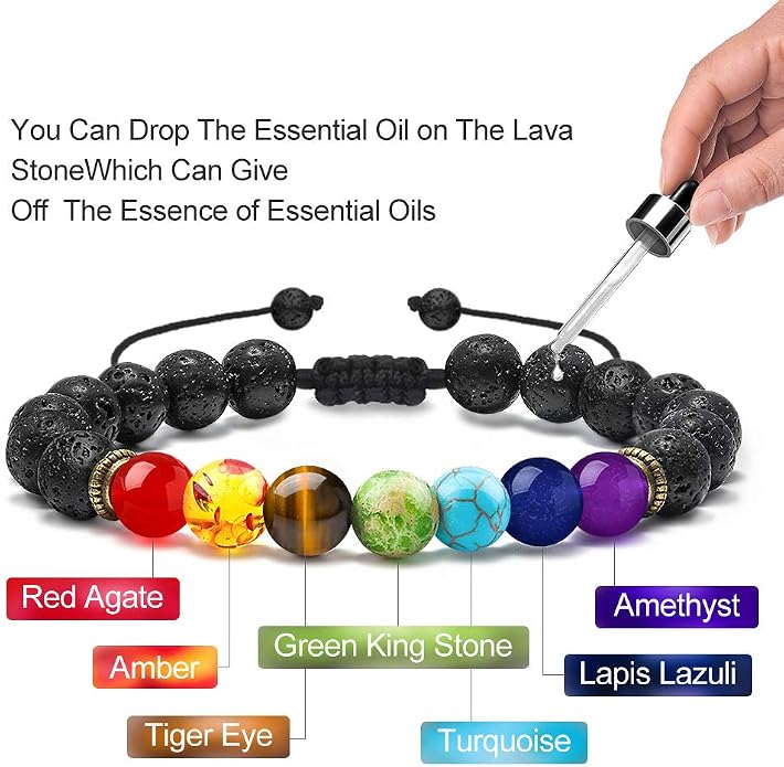 M MOOHAM Mens Bracelet - Beaded Natural Stone 8mm Tiger Eye Matte Agate Lava Rock Bracelets for Men Teen Boys Grandpa Dad Birthday Gifts Jewelry
