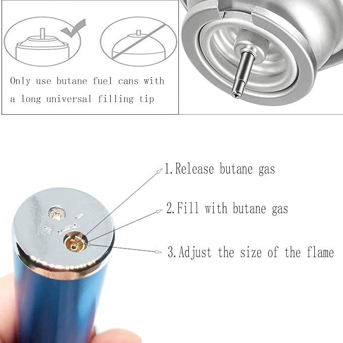 Torch Lighter,Handheld Multifunctional All-in-One Tube Built-in Detachable Windproof Lighter,Butane Flashlight Handheld Lighter,Sky Blue