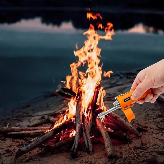 LcFun Electric Lighters Rechargeable Lighters Flexible Neck Dual Arc Electronic Lighter USB C Lighter with LED Battery Indicator and Flashlight for Candle, Camping, Hiking, Outdoor Adventure