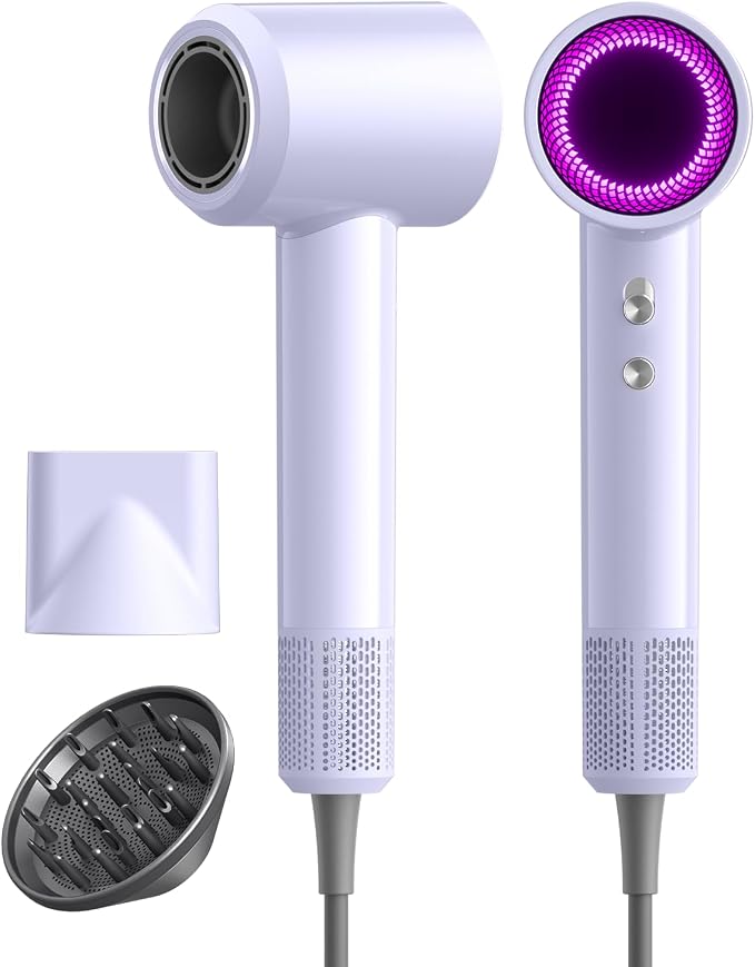 Diffuser Hair Dryer, 160000RPM High-Speed Ionic Blow Dryer with Diffuser, Fast Drying Hairdryer, Quiet Lightweight Thermo-Control for Curly Hair Women Men Home Travel Salon