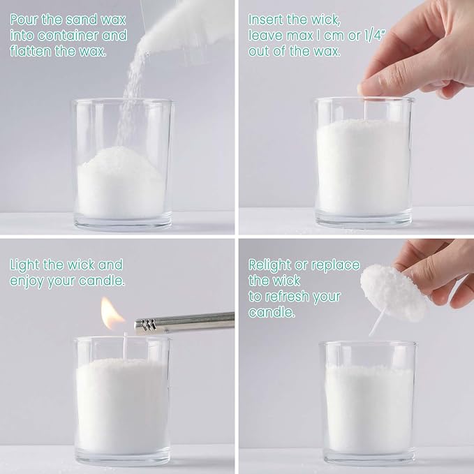 10LB Natural Pearled Candle Making Kit with 100 Cotton Wicks, Reusable and Refillable Pearled Candles for DIY Sand Candle Making