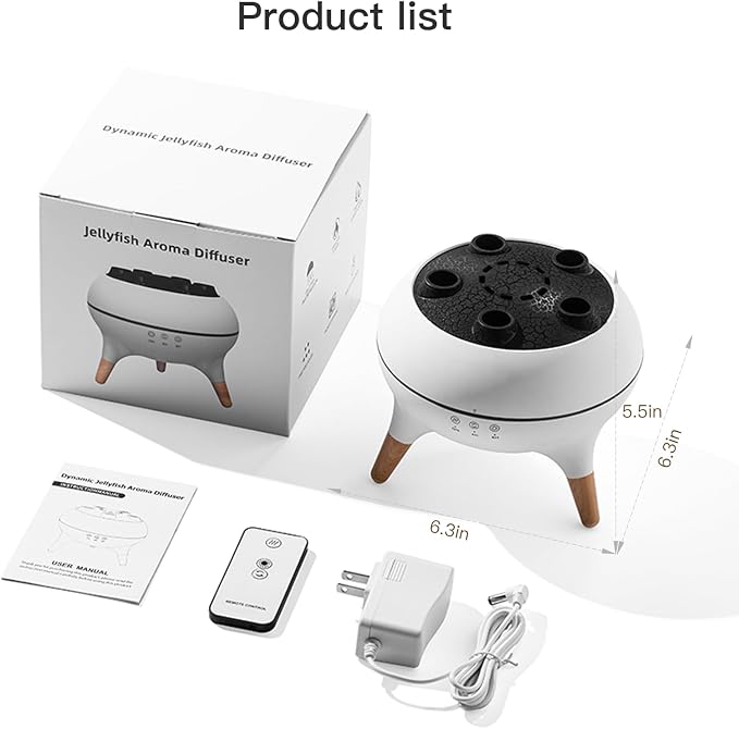 Essential Oil Diffuser 250ML,Jellyfish Diffuser Air Humidifiers Sound Pickup Ultrasonic Aromatherapy Diffuser Remote Control 7 Color Lights for Home Bedroom Office Hotel(White)