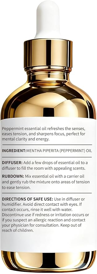 100% Pure Peppermint Oil 4 fl oz Peppermint Essential Oil - Essential Oils for Hair & Diffusers & Home Care, Candle Making, Gifts for Women Valentine's Day Gift