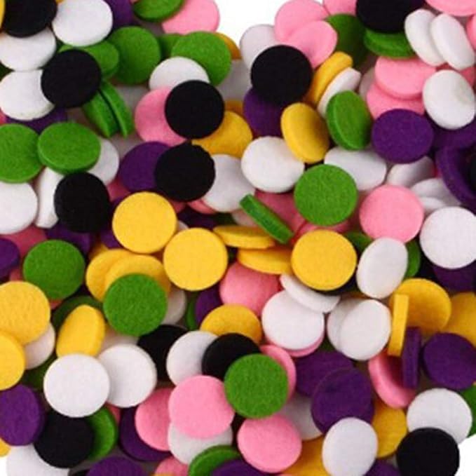 200 Pieces Car Diffuser Aromatherapy Diffuser Necklace Replacement Pads Replacement Felt Pads Essential Oil Diffuser Locket Necklace Refill Pads Multi-Color (22.5mm Diameter)