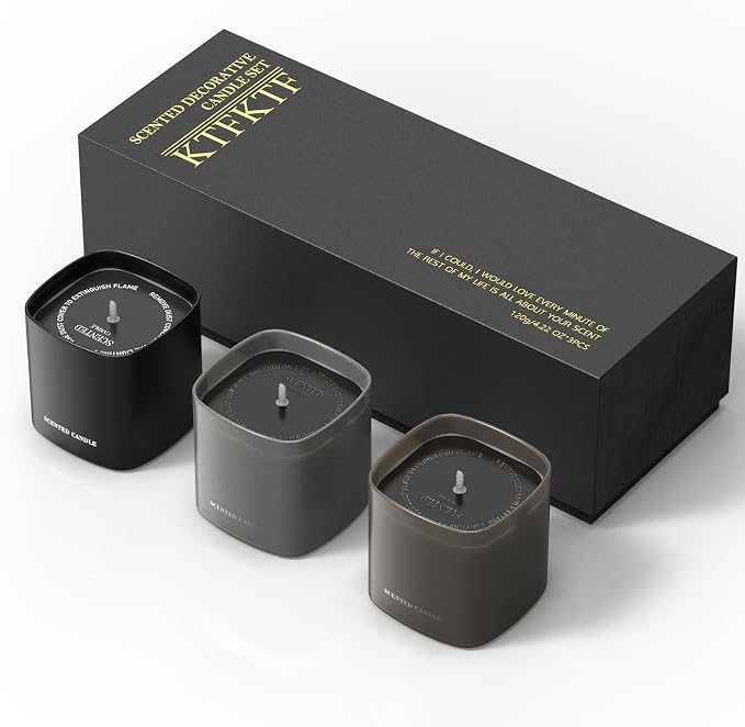 Men's Scented Candle Gift Set - 3 Pack Natural Soy Candles for Men,Teakwood, Sandalwood & Vanilla - Masculine Aromatherapy Gifts for Husband, Boyfriend, Dad & Father's Day