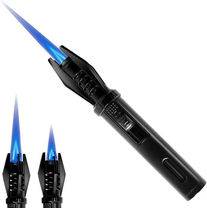Portable Small Torch Lighter Handheld with Visual Window for Candles Grill Fireplaces Camping Stocking Stuffers Gifts for Men Dad, Butane Lighter Unique Birthday Gift Cool Gadgets(Gas Not Included)