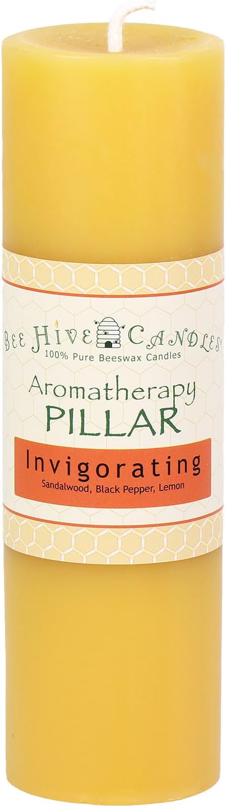 Bee Hive Candles 100% Pure Beeswax Aromatherapy Pillar Candle (2" x 6", Invigorating)