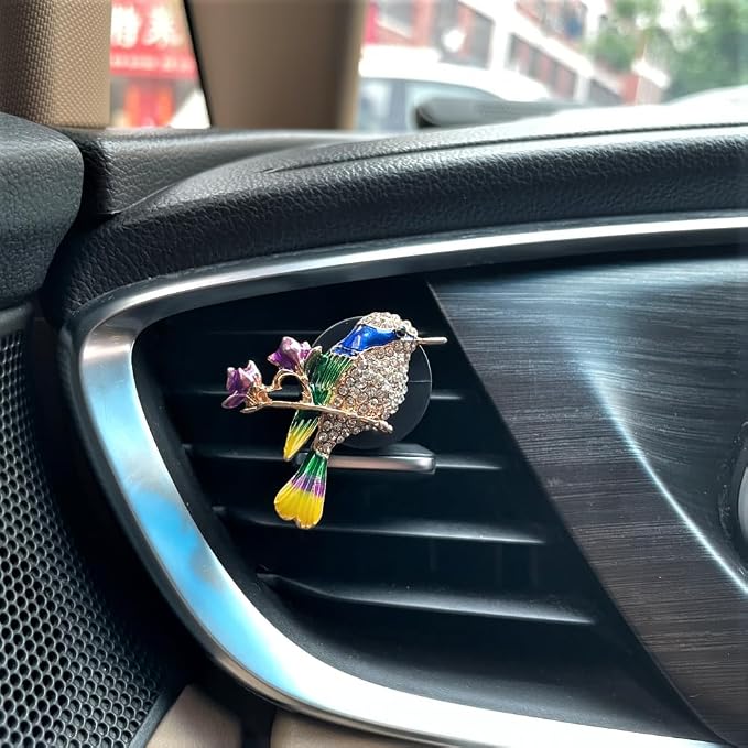 ORIESSE Hummingbird Air Vent Clips Car Fresheners,2pcs Bling Cute Bird Diffuser for Car Decor,Blue Accessories for Women