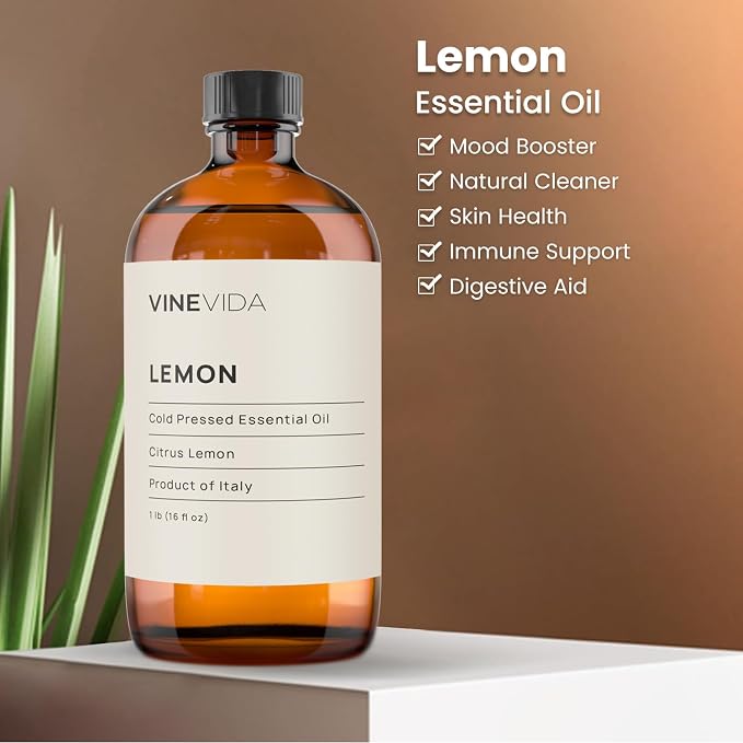 VINEVIDA [16oz] Pure Lemon Essential Oil Diffuser Aromatherapy | Soap Making and Oil for Candle Making