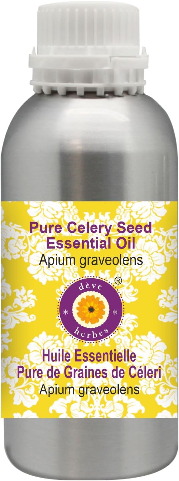 Deve Herbes Pure Celery Seed Essential Oil (Apium graveolens) Steam Distilled 630ml (21 oz)