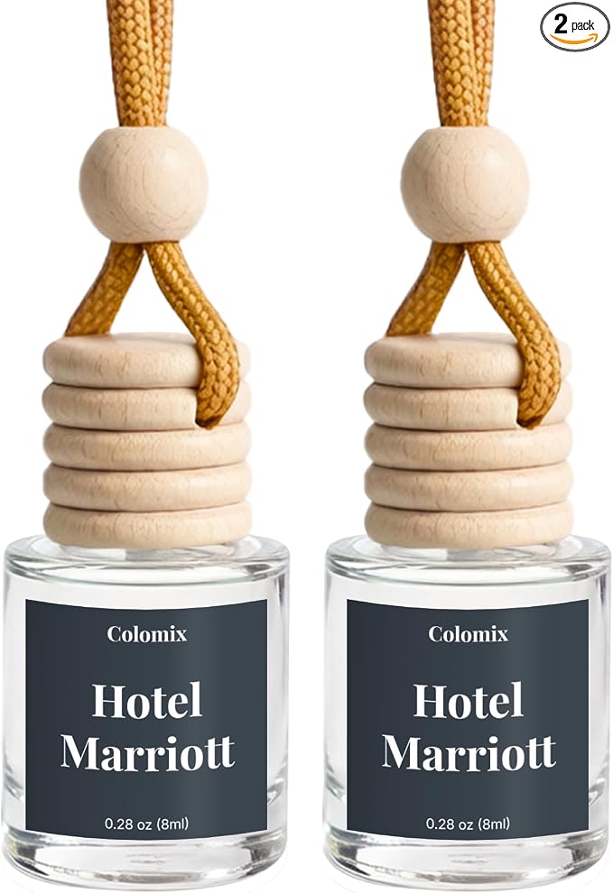 Car Air Fresheners, Colomix Hanging Car Freshener Diffuser Inspired by Hotel Marriott, Long lasting Car Odor Eliminator 2 Packs, Car Freshener Accessories for Rearview Mirror