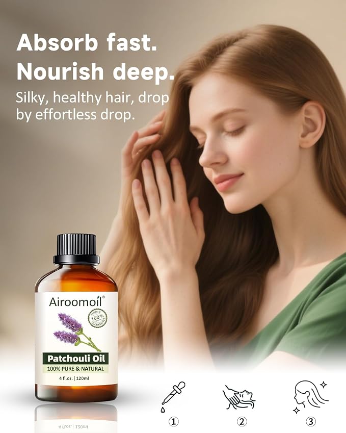 100% Pure Patchouli Essential Oil, 4 fl oz | for Diffusers, DIY Perfume, Soap Making, Aromatherapy, Skin Use, Blending & Scent Customization, Long-Lasting Aromatherapy for Home