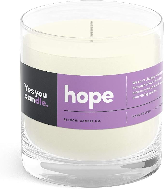 Yes You Candle - Hope, Inspirational 8oz Highly Scented Candle, Soy, Made in USA, Great Message, Pure Essential Oils, Perfect Gift, Aromatherapy, 100% Pure, Vanilla and Sandalwood