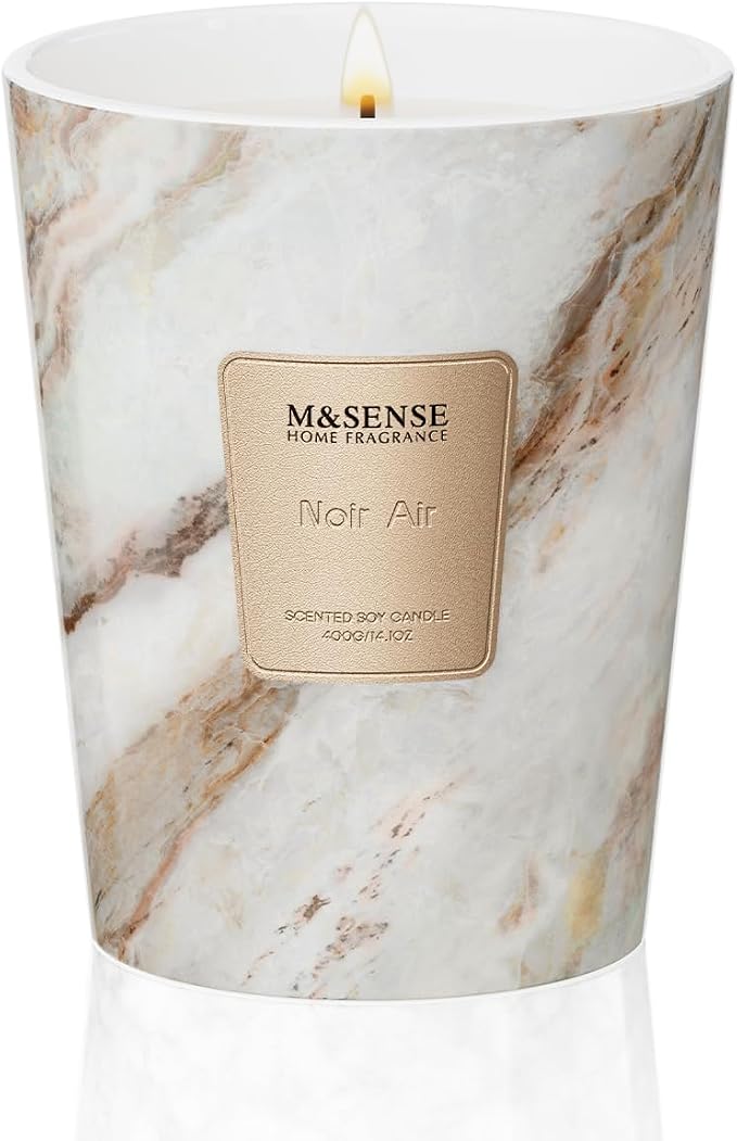 M&SENSE Noir Air Scented Soy Candle, 3 Wick Highly Scented 14.1 Oz 75H, Aromatherapy Christmas Gift for Women and Men