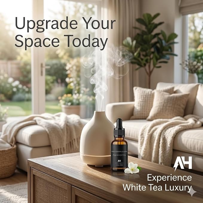 White Tea Essential Oil 20ml – Luxury Hotel Essential Oils for Diffusers and Home - Pet Friendly Non Toxic Essential Oils - Premium Home Fragrance - Baccarat Rouge 540 Scent Glass Bottle with Dropper