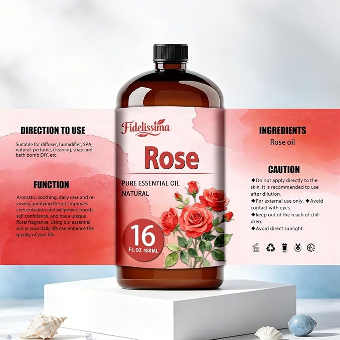 Fidelissima Natural Essential Oil Set,5 Scents Gift Kit–Marjoram,Coconut,Sandalwood,Gardenia,Rose,Fragrance Oil for Diffuser,Candle Soap Making,Personal Care with Glass Dropper