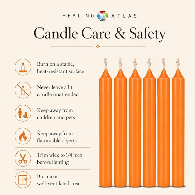 6 Inch Taper Candle 6 Pack Spell, Wicca, Santeria, Energized Candles Velas de 6 Pulgadas Paquete de 6 Velas (Orange (6 Pack))