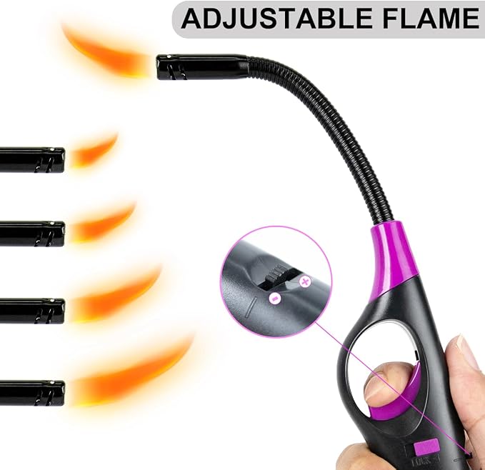 4 Pack Candle Lighter Long Lighters, Refillable Butane Lighters for Candle Camping Fireplace Party BBQ Grill(No Fuel)