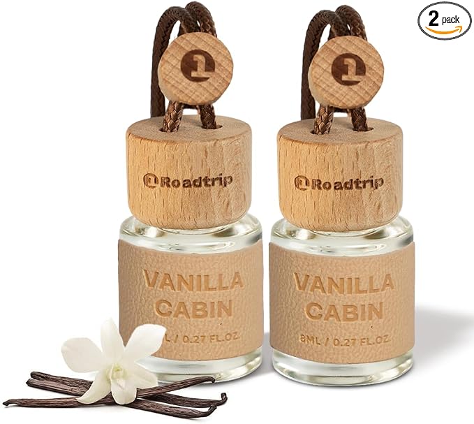 Hanging Air Freshener - Long Lasting Essential Oil Diffuser - Car Accessories for Men & Women - Pack of 2 Non-Toxic Car Air Freshener - 0.27FL OZ/8ML (Vanilla Cabin)