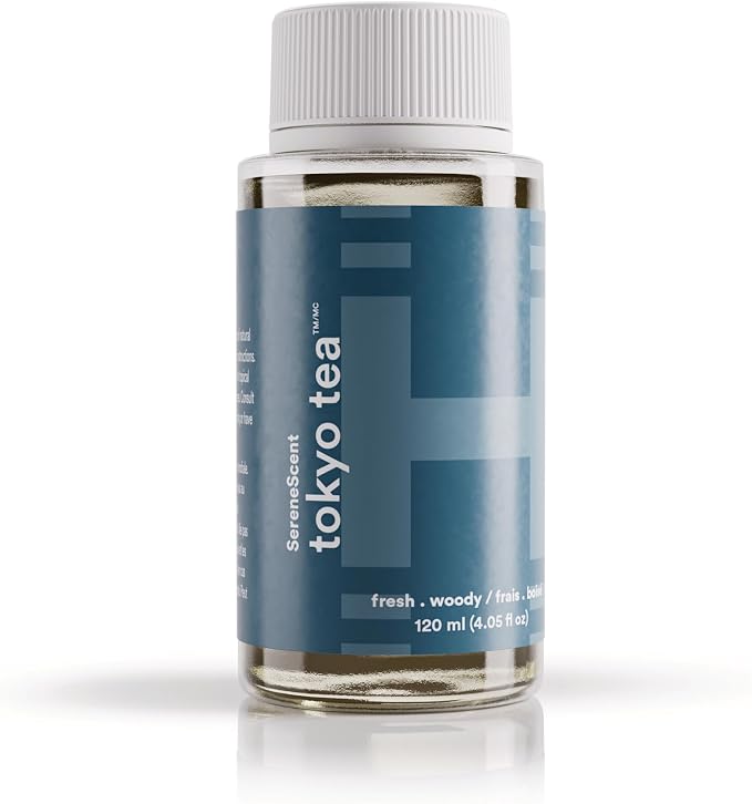 Homedics SereneScent Waterless Diffuser Oil Refill — Tokyo Tea (120ml). Clean, Safe, Bright & Refreshing Hotel-Inspired Home Fragrance. Compatible with SereneScent Diffusers. Easy Twist Plug & Play
