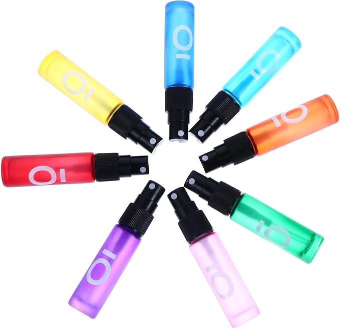 8pcs 10ml Glass Roller Bottles with Caps Mini Essential Oil Perfume Bottle Kit Refillable Portable for Aromatherapy and