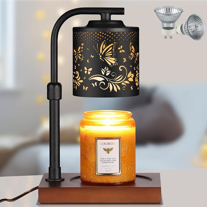mocosa Candle Warmer Lamp with Adjustable Height Dimmable for New Home Decor Electric Candle Warmer for Jar Candles Birthday Gifts for Women Mom(05-Butterfly)