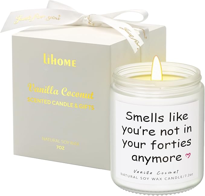 Lihome 50th Birthday Gifts for Her Him– Funny Birthday Candle & Decorations, Best Friend Gift Idea – Natural Soy Wax Vanilla Coconut Scented Candle (7oz)