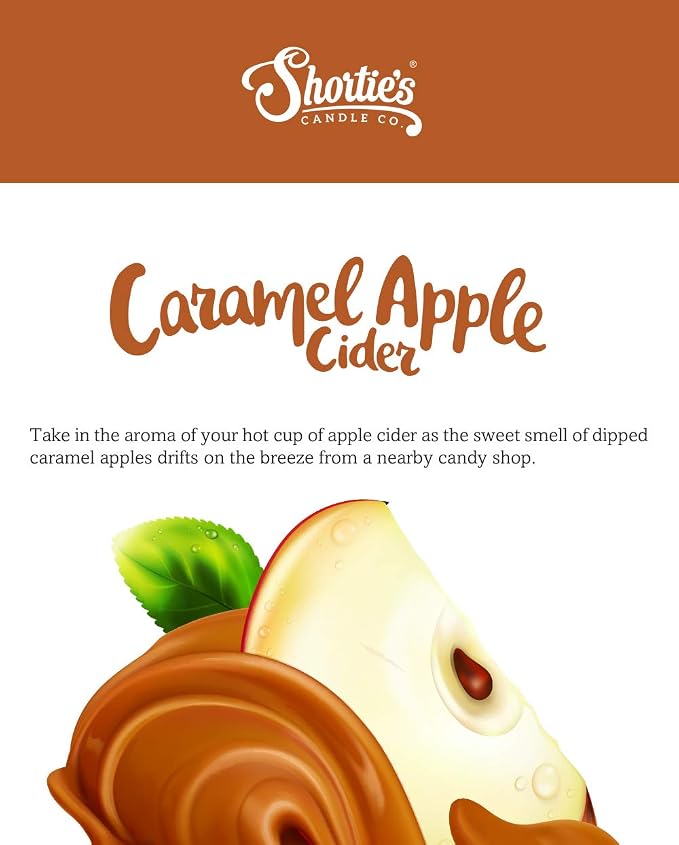 Shortie's Candle Company Caramel Apple Cider Premium Wax Melts - 3 Oz., Strong & Long Lasting, Non-Toxic - Made with Essential & Natural Oils - Formula 117