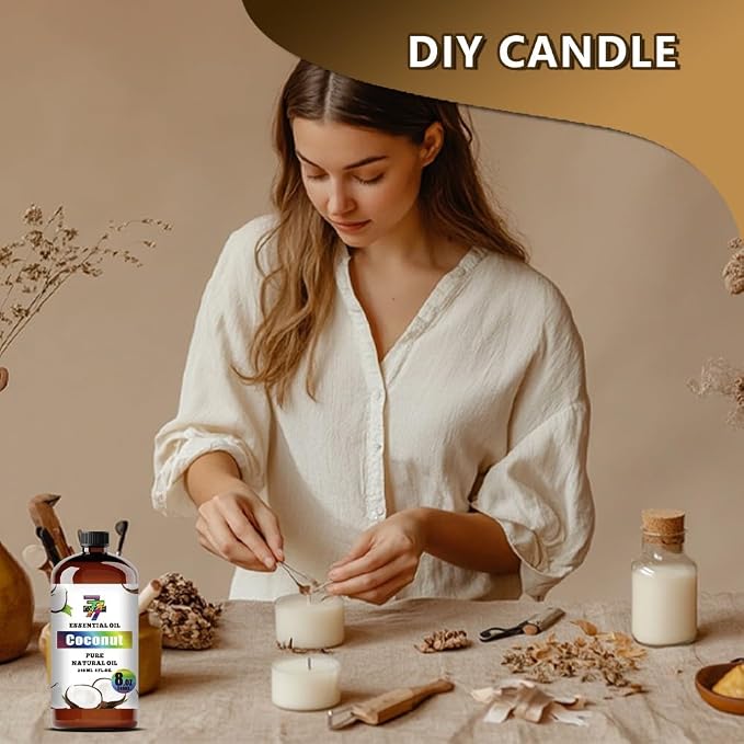Coconut Essential Oil, Coconut Oils, for Diffuser, DIY Candles, Soap, Humidifier, Home, Gift, Essential Oil, GV77ZF Coconut Fragrance Oil - 8 fl oz (240 ml)