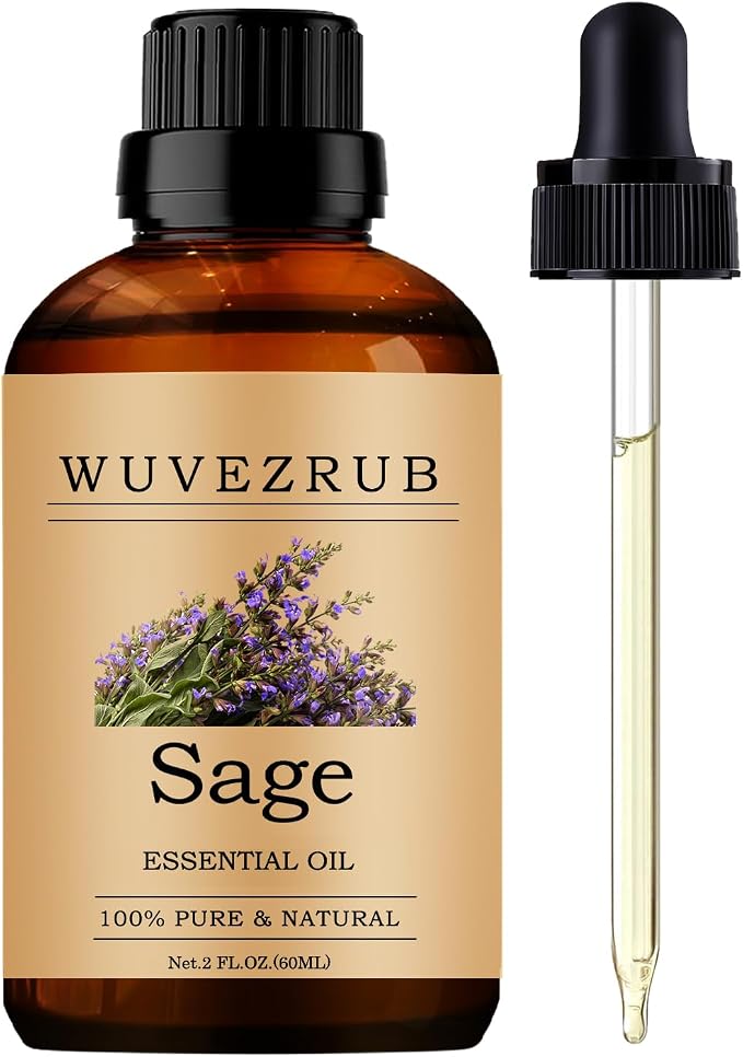 Sage Essential Oils, 60ML Pure and Natural Essential Oil for Aromatherapy Diffuser - Sage /2 Fl Oz
