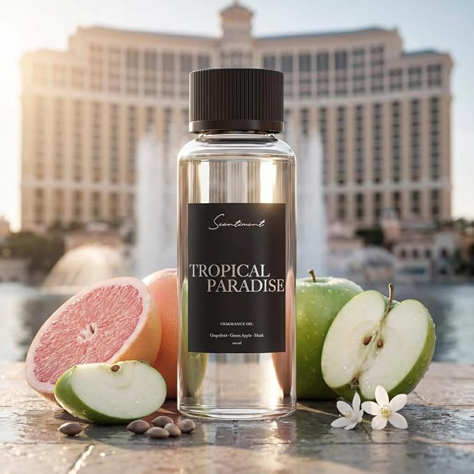 Scentiment Tropical Paradise Diffuser Oil - Premium Hotel Scent with Notes of Grapefruit, Green Apple & Musk Home Scent, Hotel Fragrance Oil Diffuser Refill - 4.06 fl oz (120 mL)
