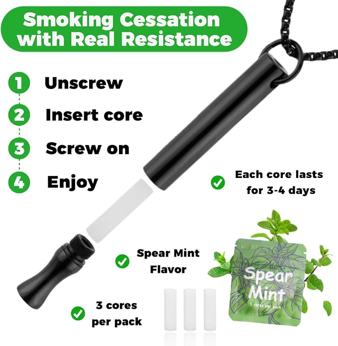 1 Pack Plant-Based Spearmint Essential Oil Cores for Necklace Diffusers - 5.5mm x 30mm Aromatherapy Inserts, Natural Scent Refills 3 Pcs