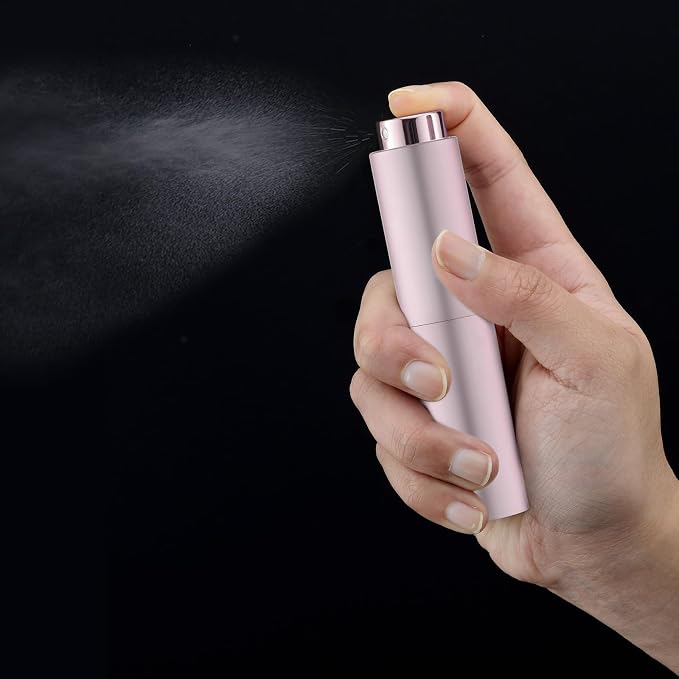 Tekson 10ml Travel Perfume Atomizer Refillable, Mini Cologne Spray Bottle Empty, Small Coffee Spray Bottle (Pink)