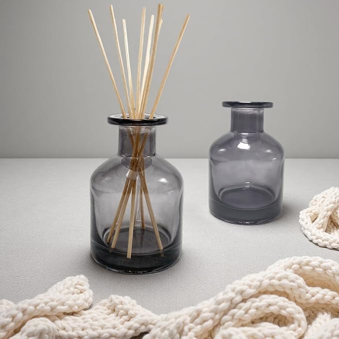 150ml/5oz Glass Diffuser Bottle, Empty Essential Oil Container, DIY Reed Diffuser Jar for Aromatherapy, Home Fragrance, Bathroom Decor (Grey)