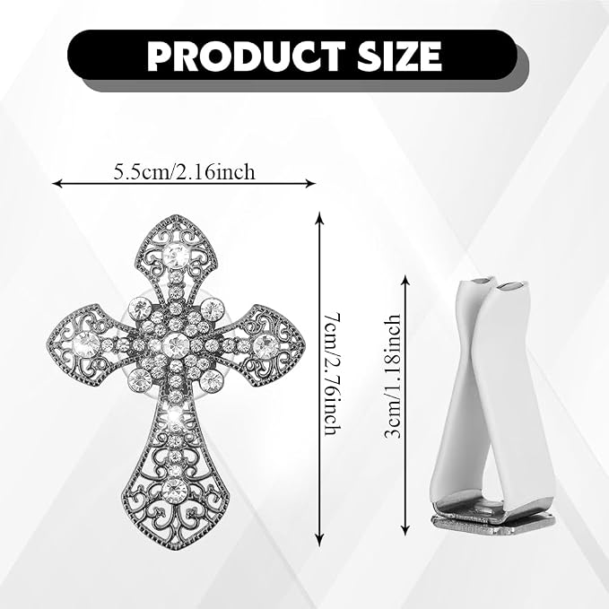 Bling Car Air Vent Clip, Crystal Cross Car Air Fresheners, Rhinestone Vehicle Air Conditioner Outlet Diffuser Vent Clip, Bling Car Interior Accessories Fit for Women and Man (Black, Style 1)