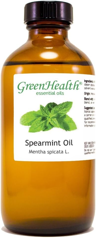 Spearmint Essential Oil - 8 fl oz Amber Glass Bottle (100% Pure & Uncut) - GreenHealth