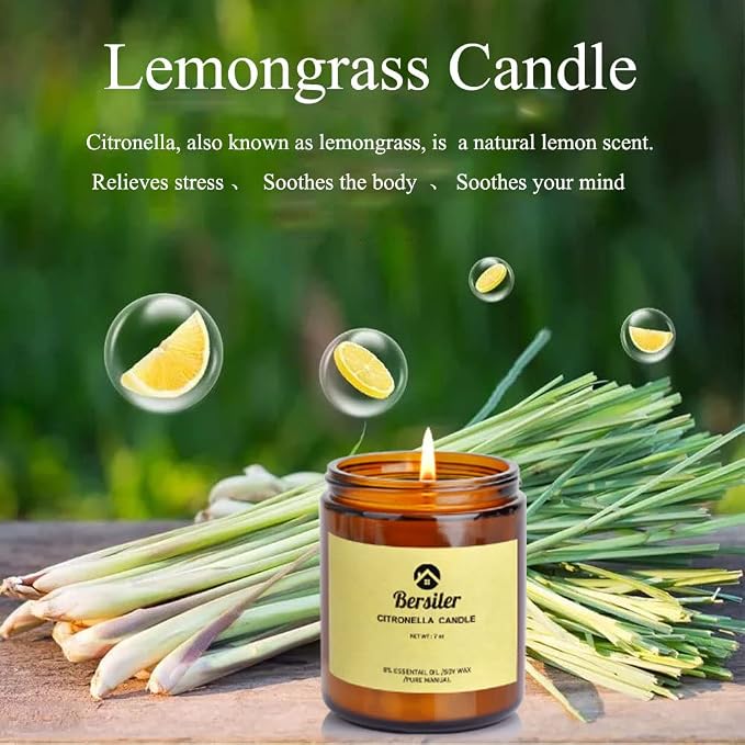 Aromatherapy Candles, Scented Candles, 7 OZ Lemongrass Citronella Candles, Stress Relief and Relax for Home & Bedroom Gift for Women Birthday Christmas, Soy Wax Candle